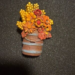Hallmark Floral Barrel Brooch with Yellow and Orange Accents